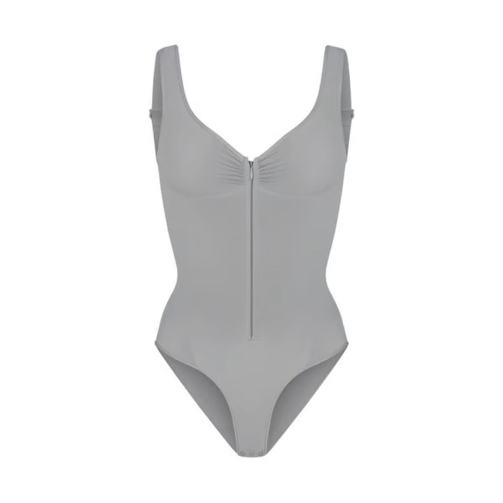 NWOT SKIMS Sculpting Zip Front Bodysuit Grey Shapewear 2XL